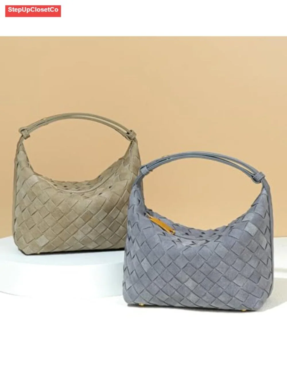 Slouchy Suede Woven Crossbody Tote Hobo Shoulder Bag Women Purse Handbag